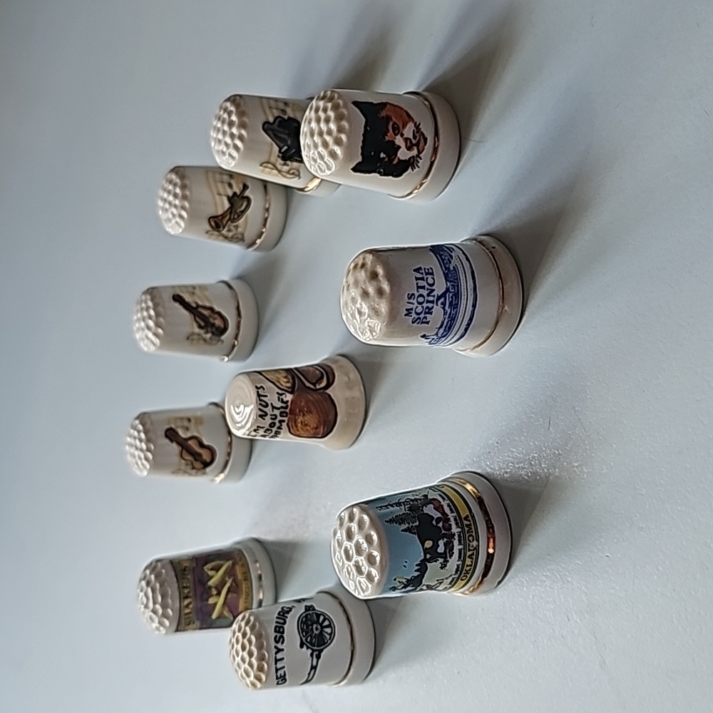 Porcelain Thimble Collection Bundle of Qty 10 Thimbles